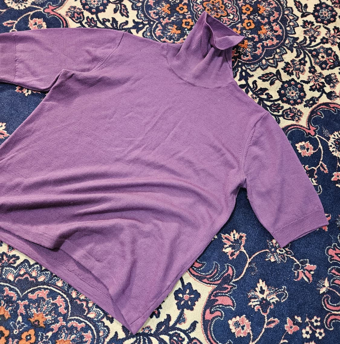 MARIANI in Italy 메리노울 100% 퍼플 터틀넥 S size 상품이미지4