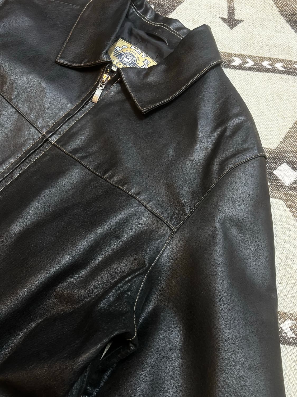 빈티지 하드 가죽 자켓/다크브라운 상품이미지4