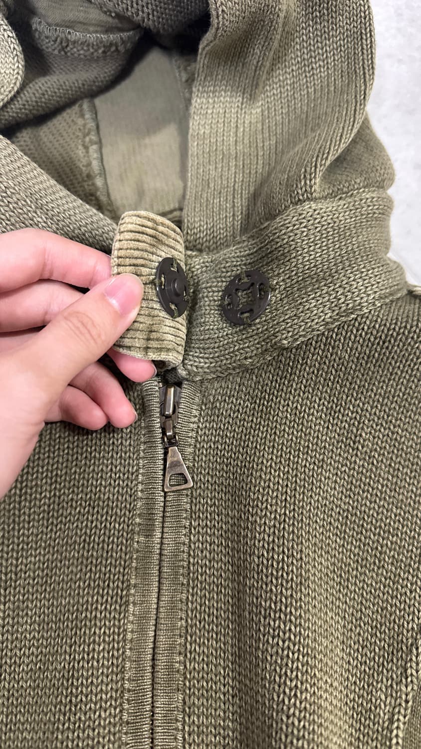 [~2.12](마지막가격) 워싱 하이넥 버튼 투웨이 올리브 카키 후드집업 상품이미지8