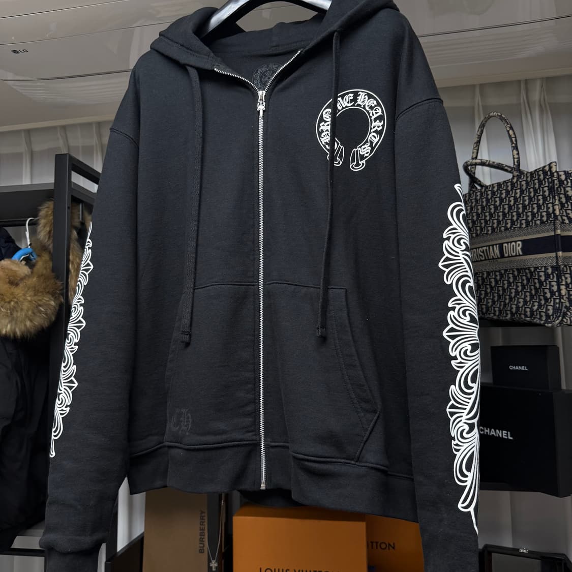 {L}크롬하츠 홀스슈 플로랄 헤비웨이트 후드집업 상품이미지2