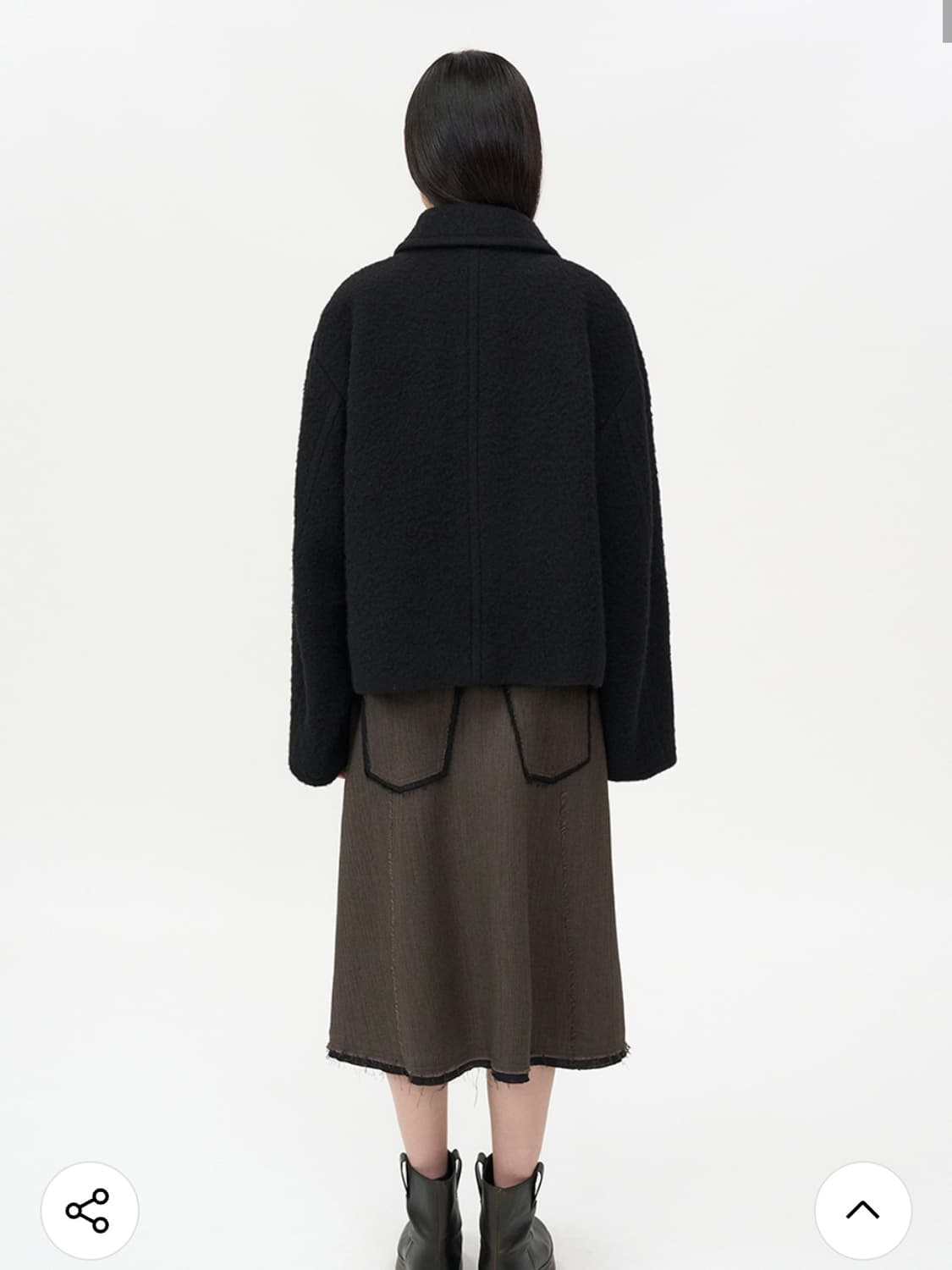 인사일런스 헤어리 알파카 하프 코트 BLACK 상품이미지2