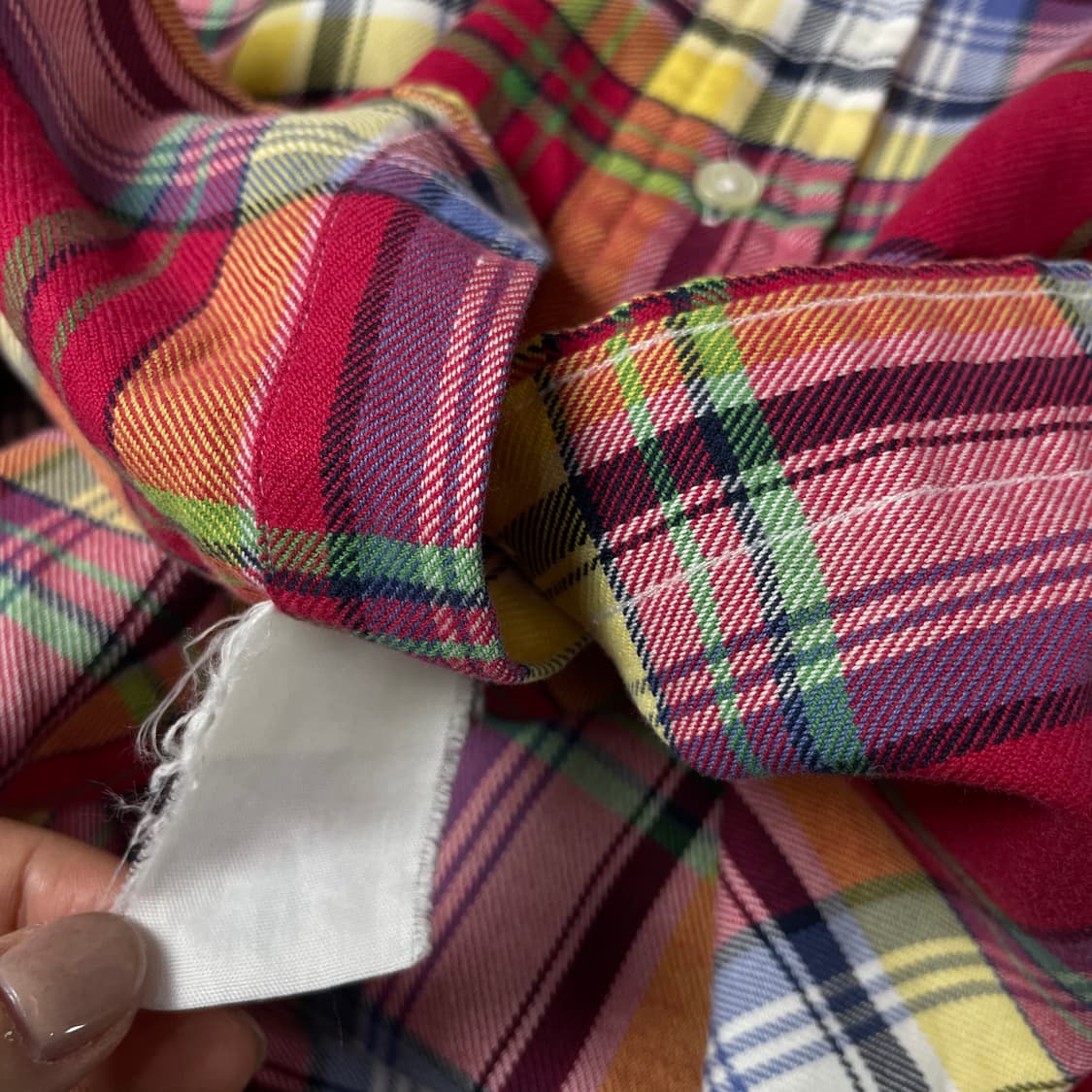 폴로랄프로렌 핑크 옐로우 블루 멀티 체크 긴팔 셔츠 커스텀핏 M 상품이미지6