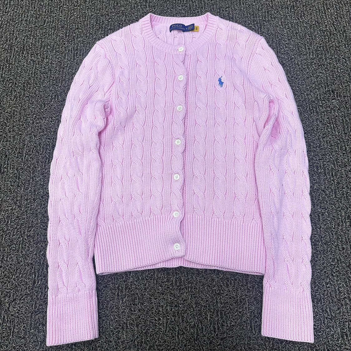 POLO 폴로 랄프로렌 신상 여성 꽈배기 케이블 니트 가디건 핑크 M 상품이미지1