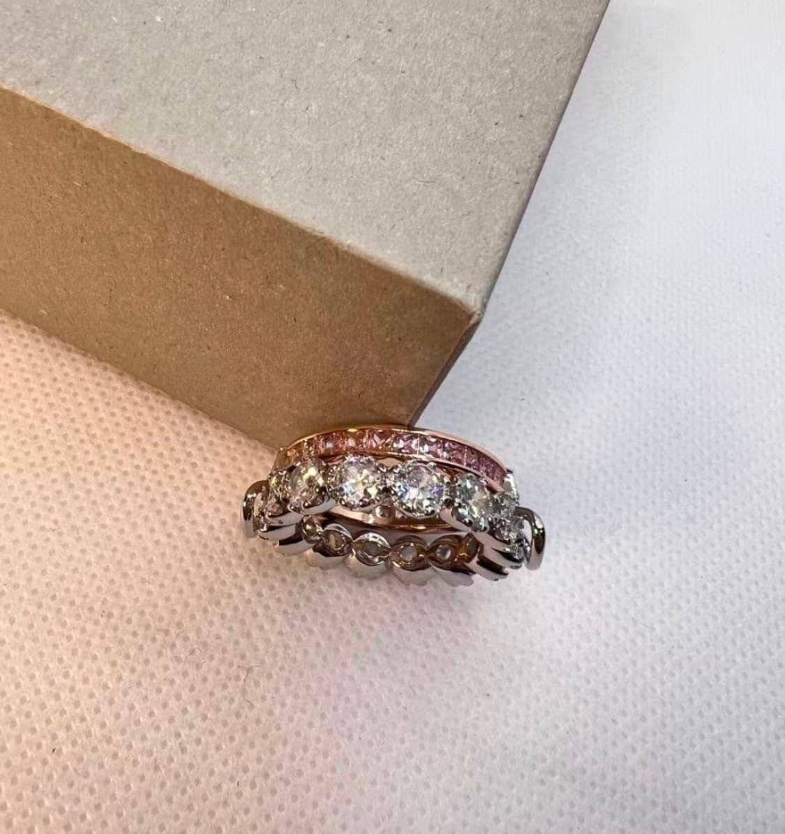 비비안웨스트우드 아카이브 실버 크리스탈 orb 로즈골드 2단 레이어 링 상품이미지3