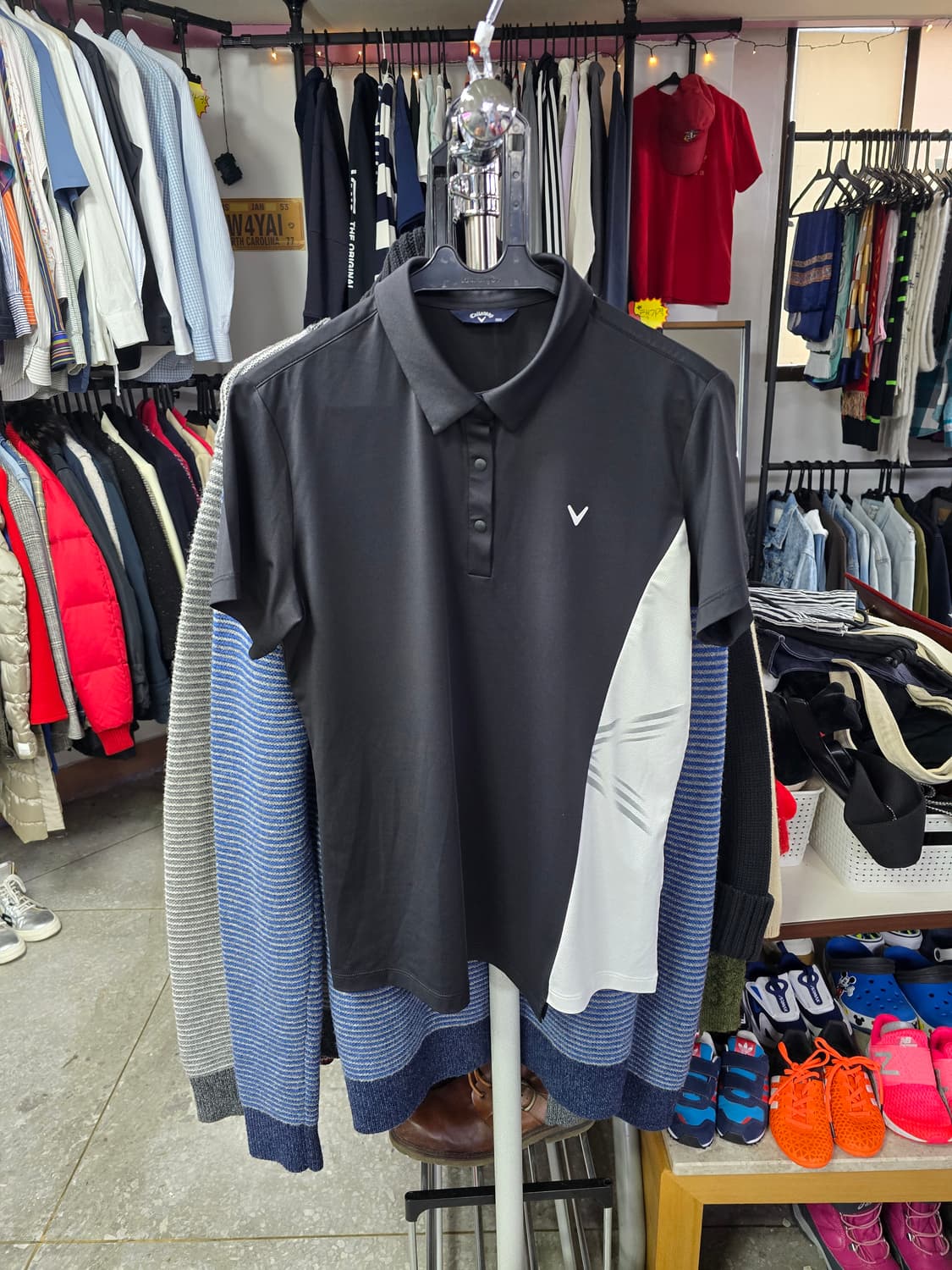 캘러웨이 블랙 배색 반팔 카라 티셔츠 (1373) 상품이미지1