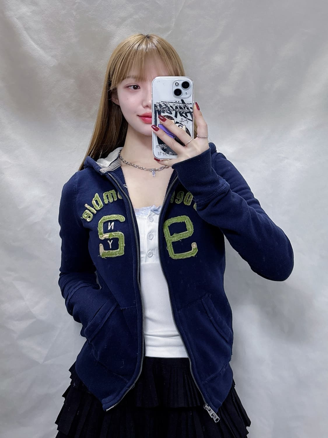 아베크롬비 네이비 빅로고 투웨이 후드집업  상품이미지2