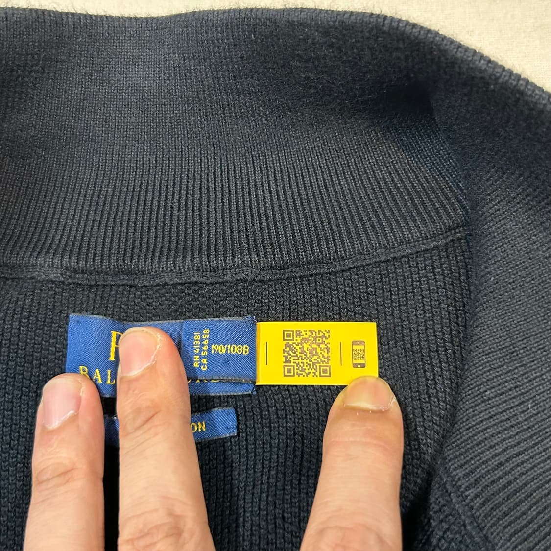 XXL) 폴로 랄프로렌 블랙 쿼터 반집업 풀오버 코튼 니트 큐알탭 상품이미지8