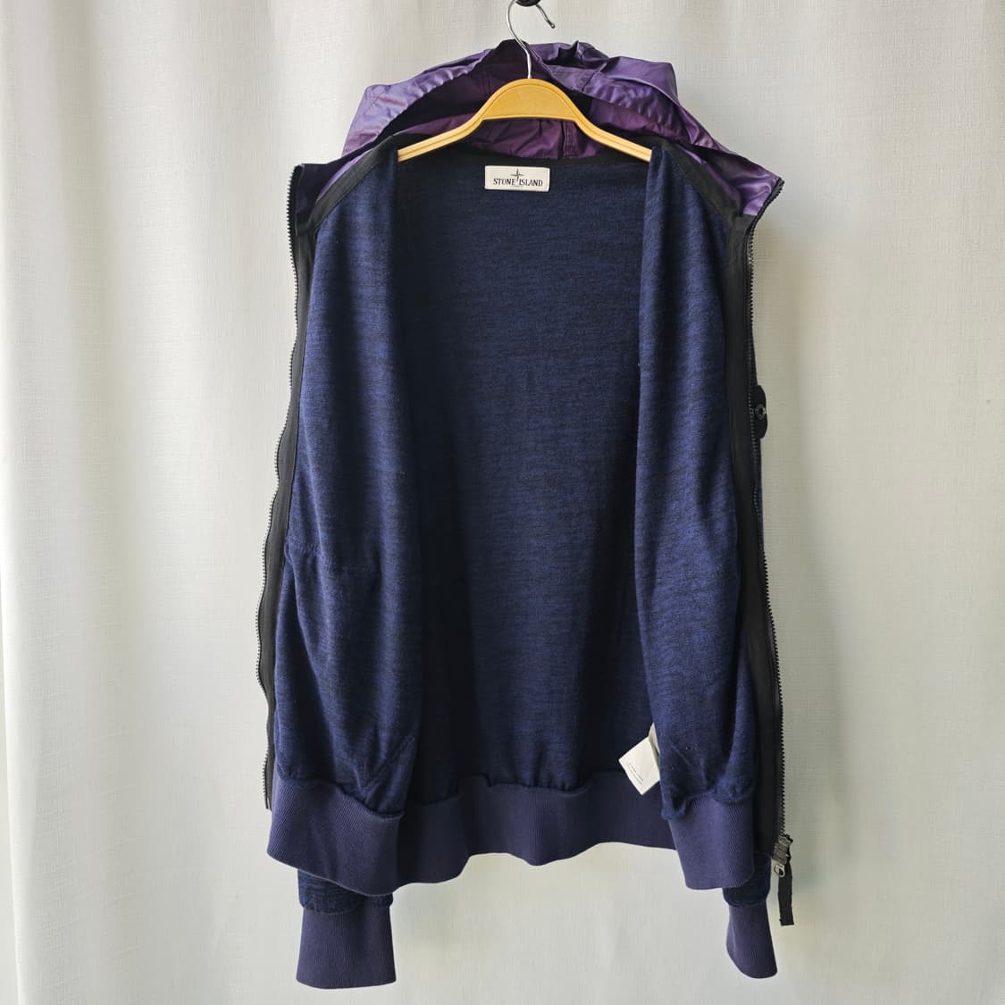 스톤아일랜드 코팅 후디 와펜 니트 후드 집업 네이비 퍼플 L 상품이미지8