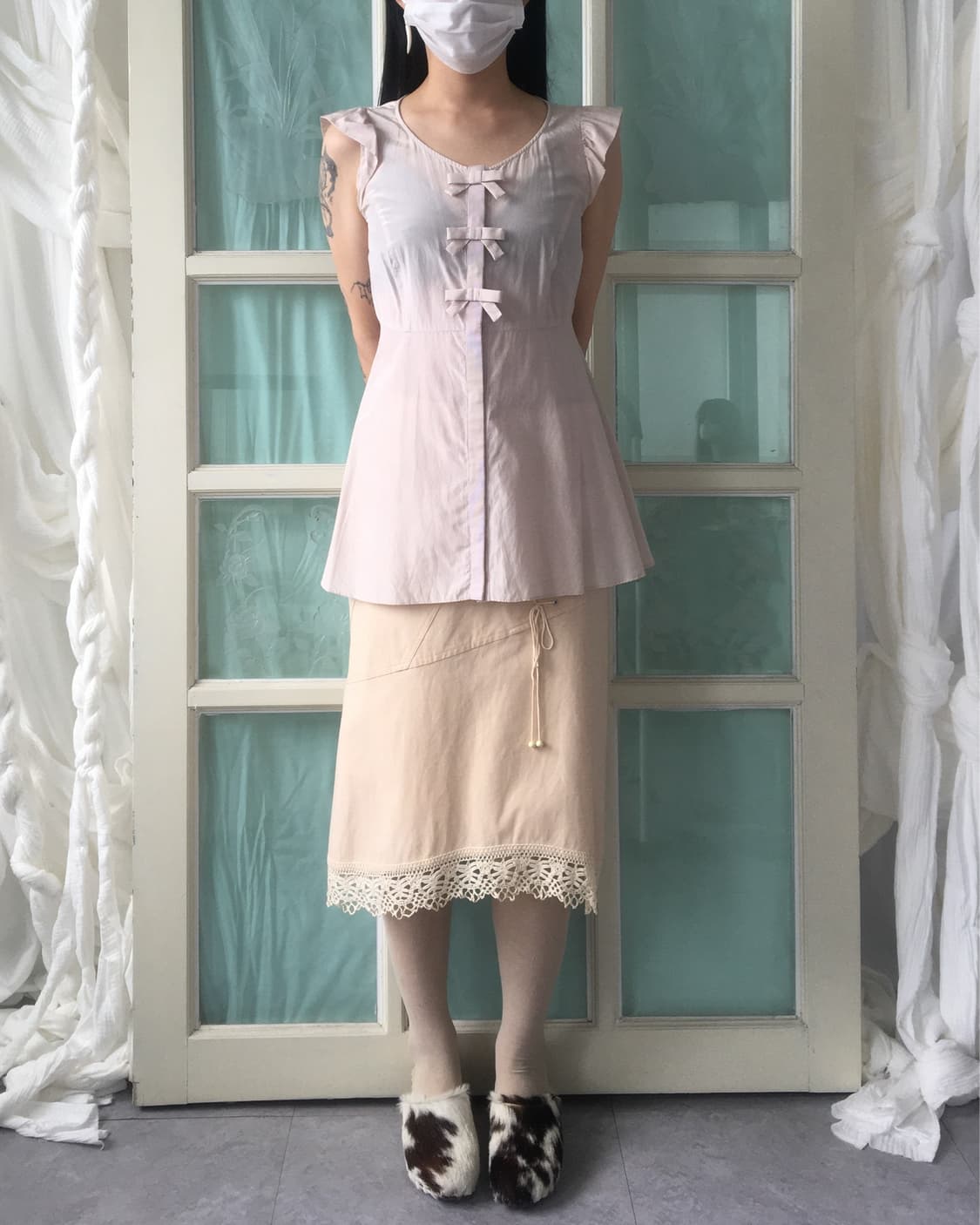 Lace up point crochet trimming unbalance 상품이미지8