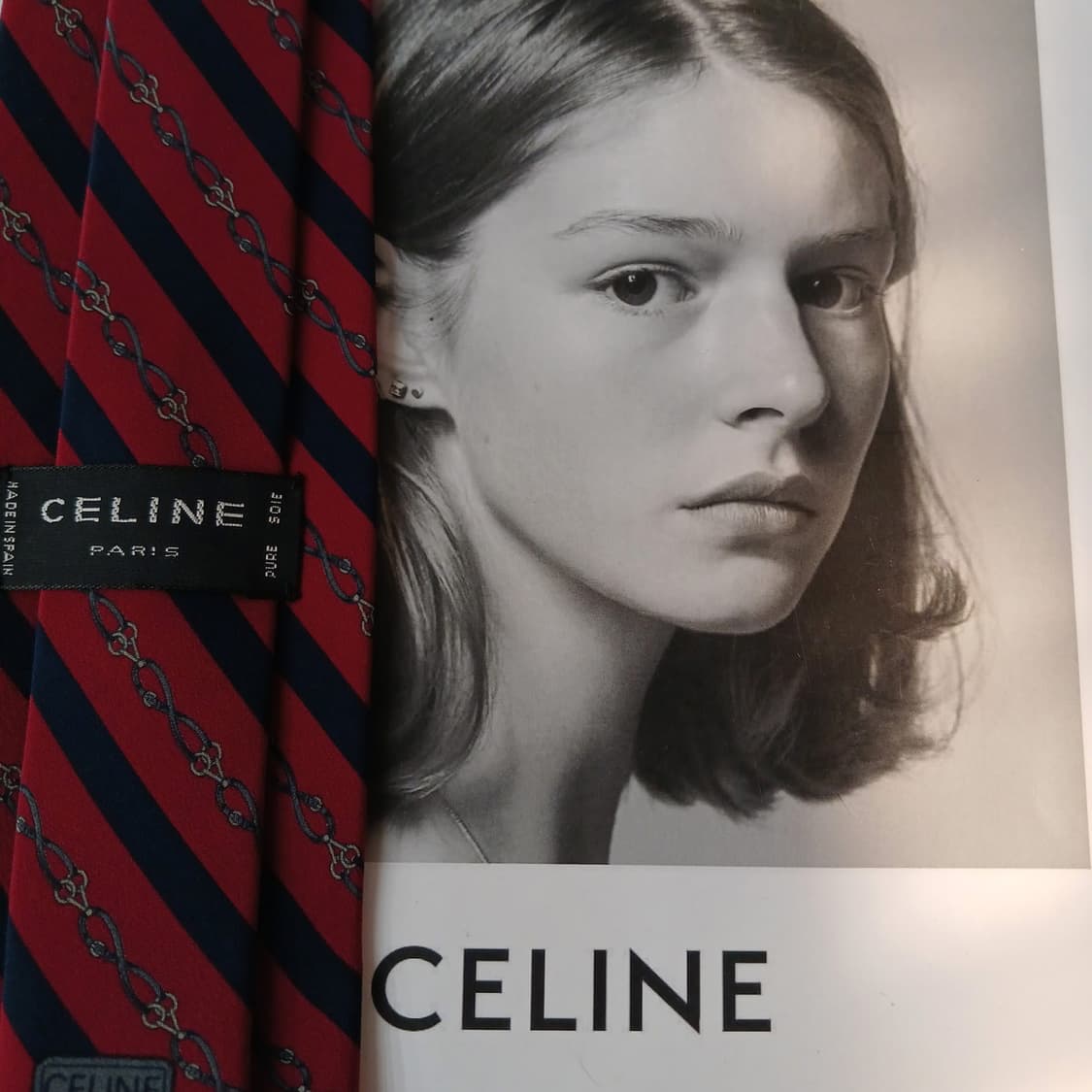 셀린느 실크 레드 스트라이프 체인 넥타이 8.5cm A등급 A19408
 상품이미지8