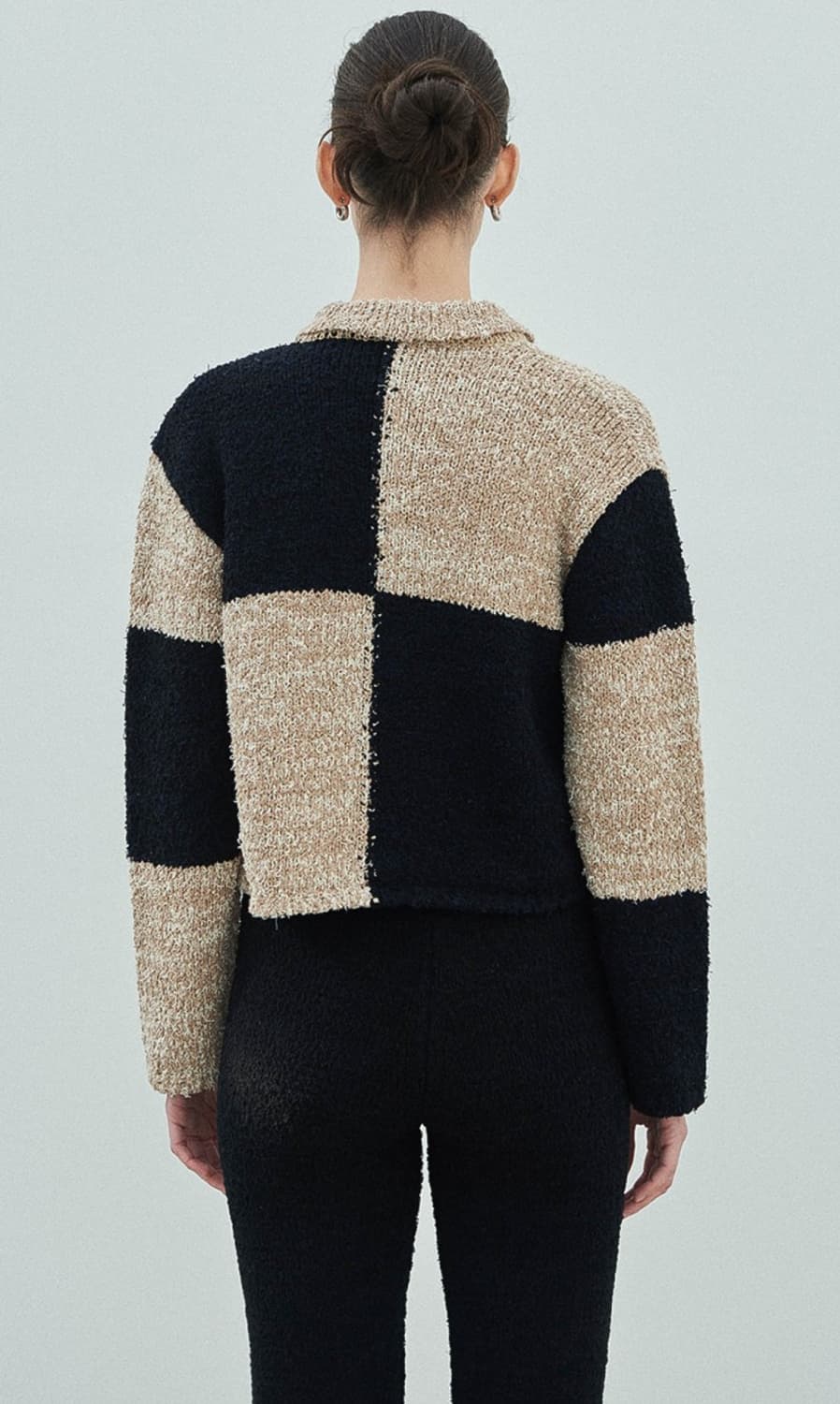 다이애그널 컬러 블록 니트 집업 상품이미지4