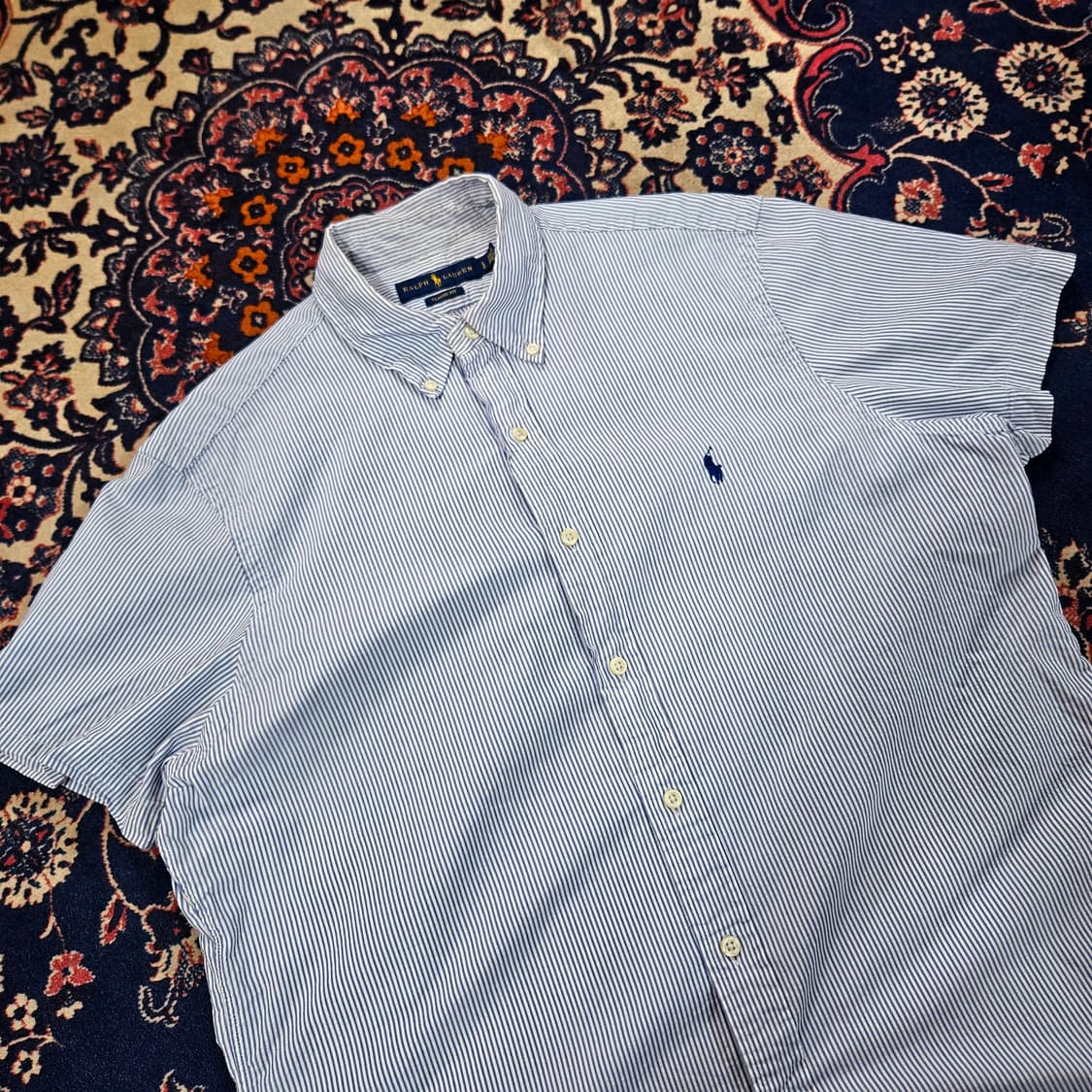 랄프로렌 클레식핏 버튼다운 스트라이프 반팔 셔츠 L 상품이미지2