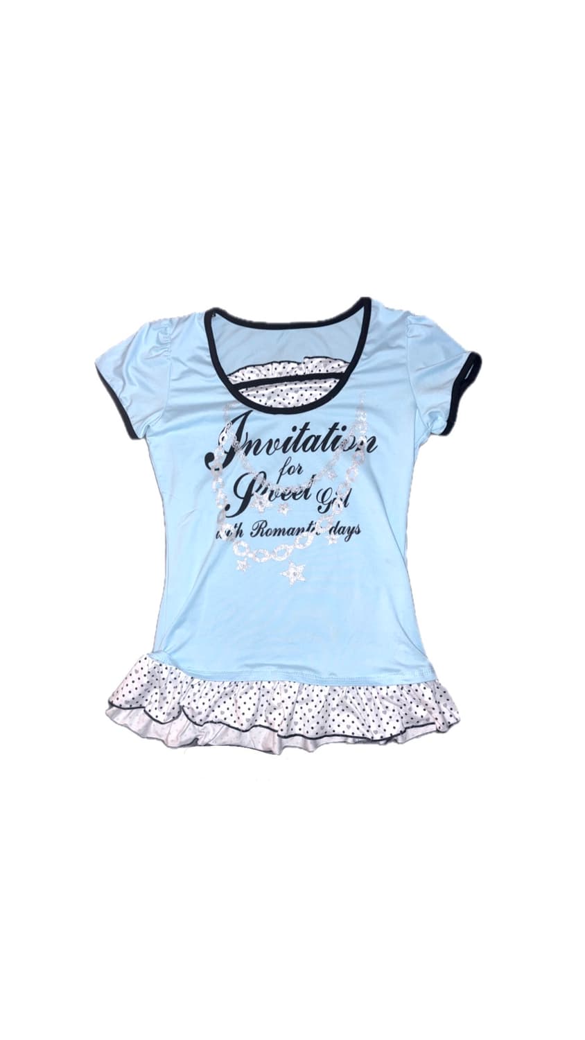 kawaii♡ Glitter Dot Layered Lettering T 상품이미지3