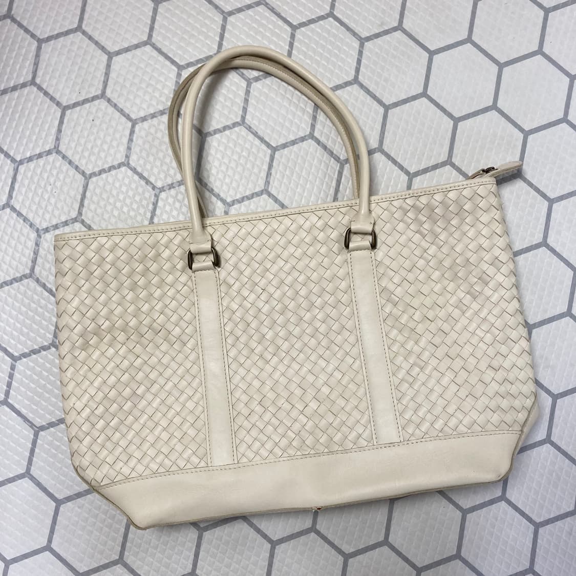 (os) 엘엘빈 우븐레더 토트백 아이보리 상품이미지1