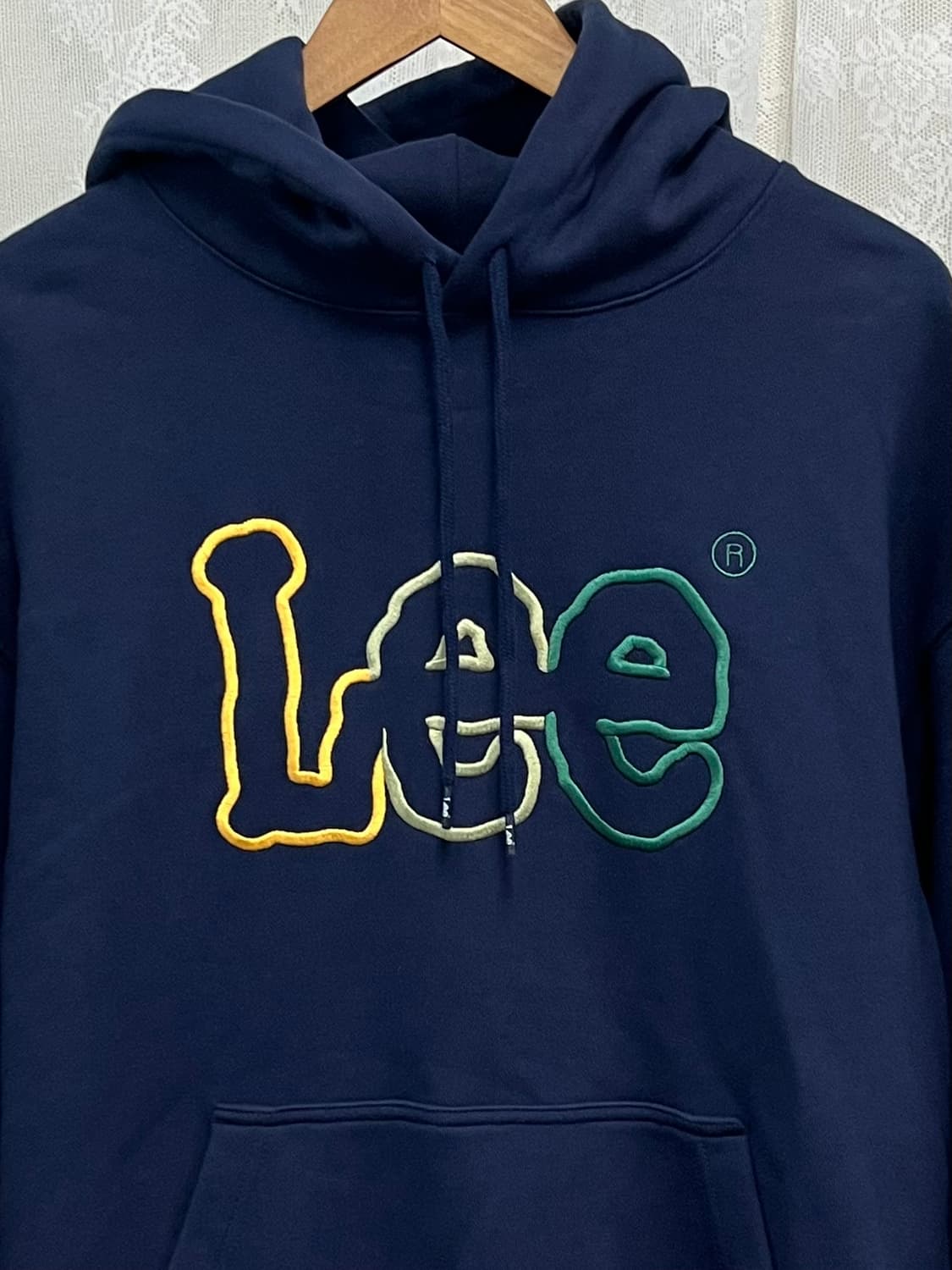 M) 리 Lee 빈티지 코튼 로고 후디 네이비 상품이미지3