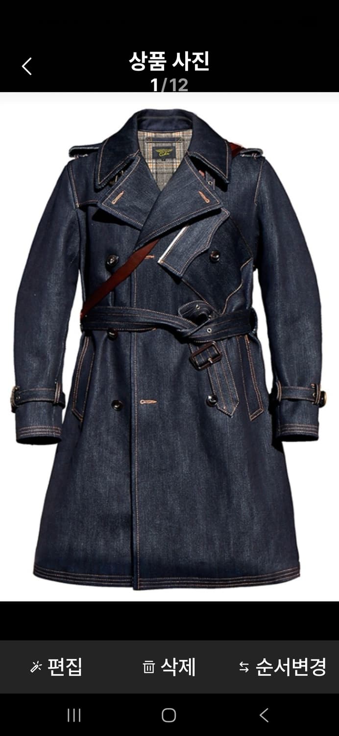 택새제품 WW1 대전용 Cidu Leatthers 데님 더블 트렌치코트 상품이미지1