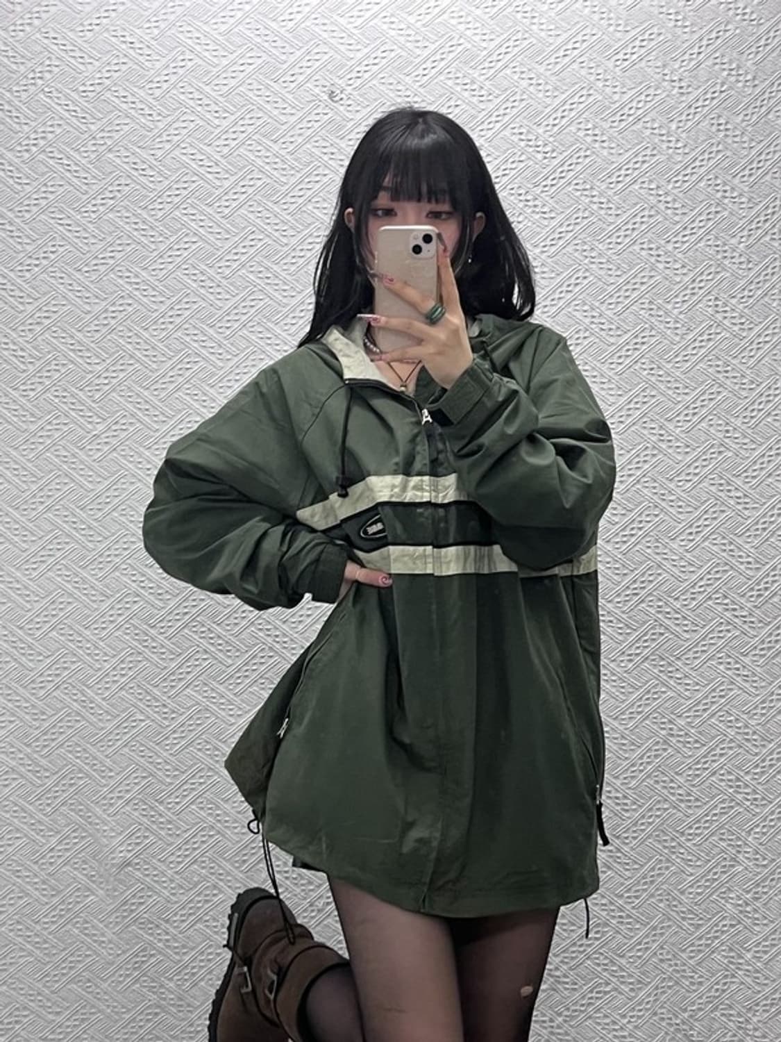 아베크롬비 희귀 레트로 빈티지 말차카키 바람막이 자켓 M C11600 상품이미지1