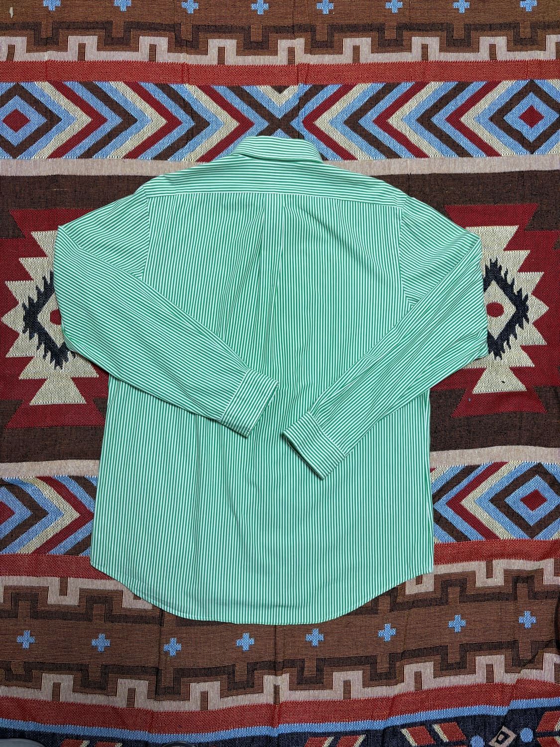 L) 폴로 랄프로렌 스트라이프 셔츠 그린 큐알탭 상품이미지7