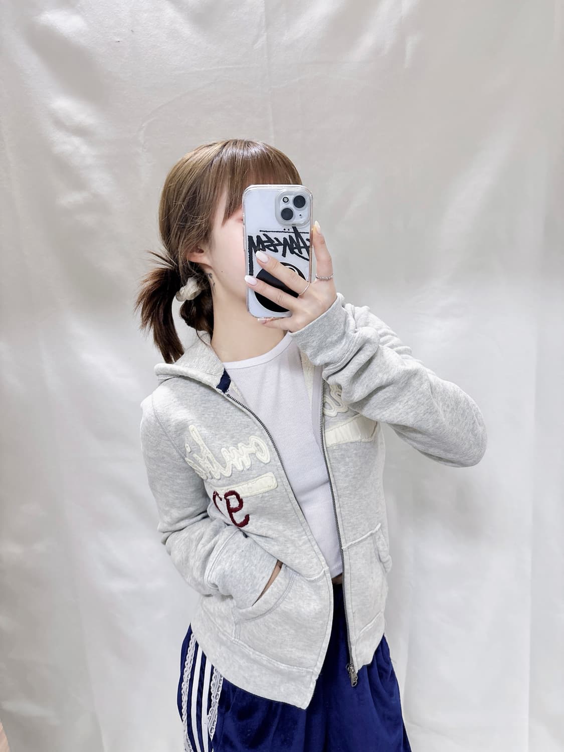 아베크롬비 라이트그레이 딱붙핏 투웨이 후드집업  상품이미지2