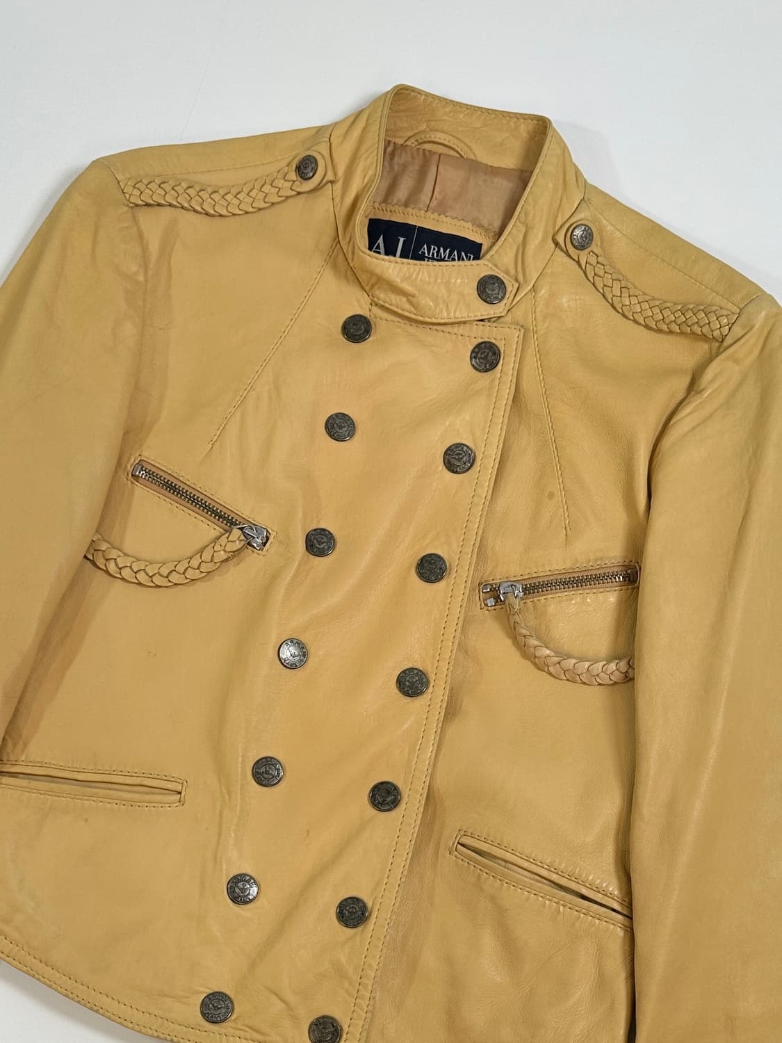 Armani Jeans 00s 슬림 에폴렛 더블 가죽자켓 (44/55) 상품이미지1