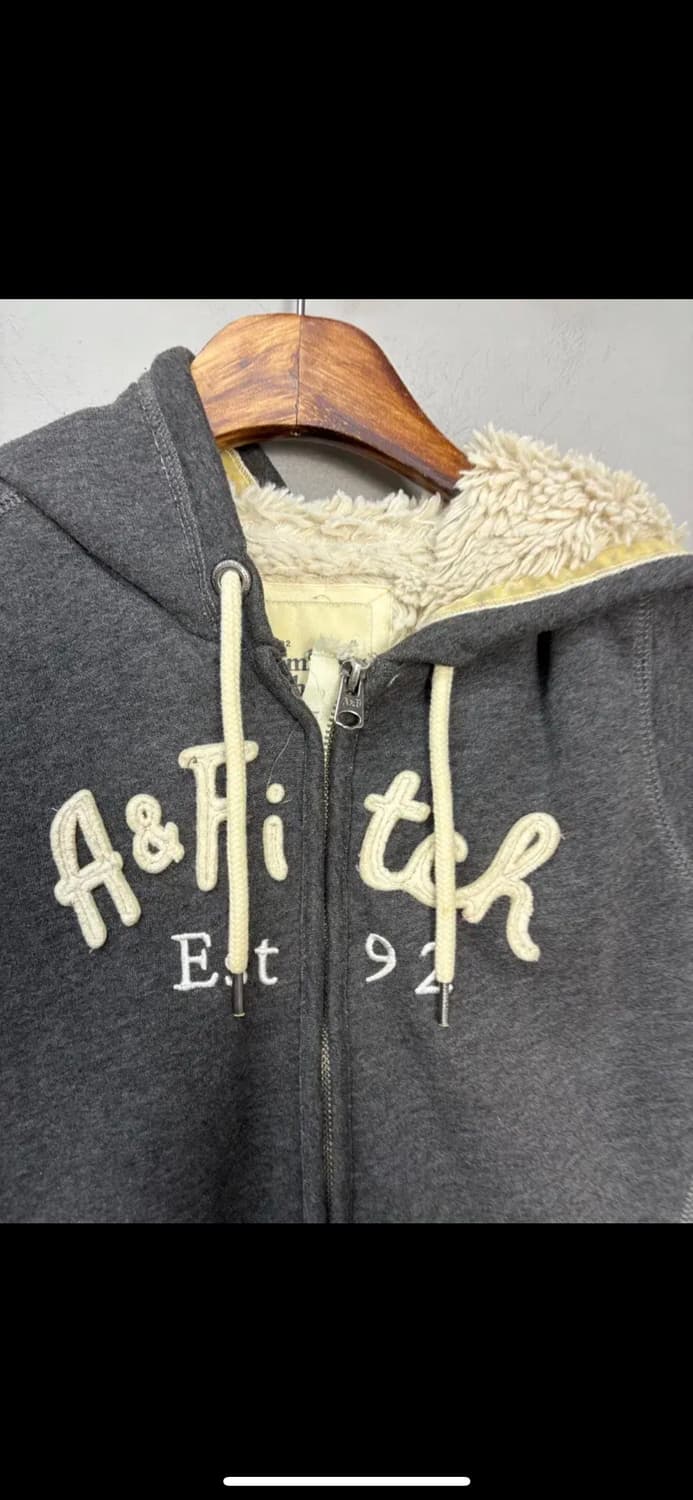 아베크롬비 로고 차콜 쉐르파 후드집업 H1219 상품이미지3