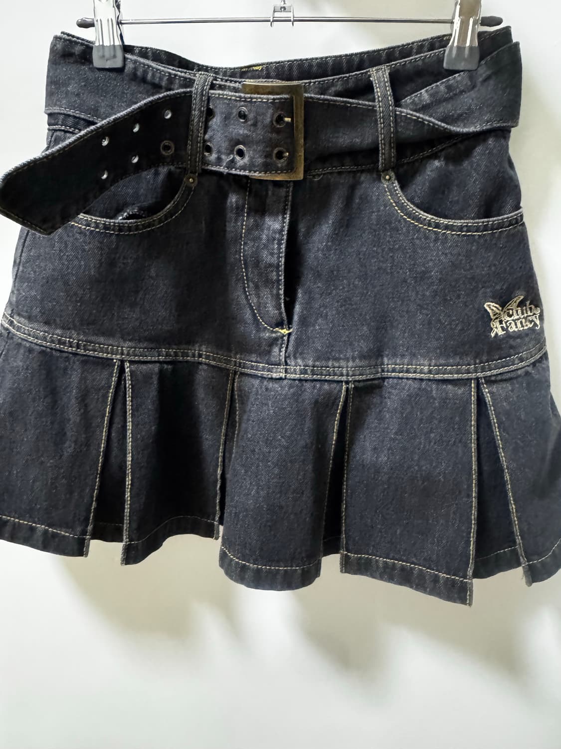 팬시 클럽 데님 플리츠 벨트 스커트 S 상품이미지4