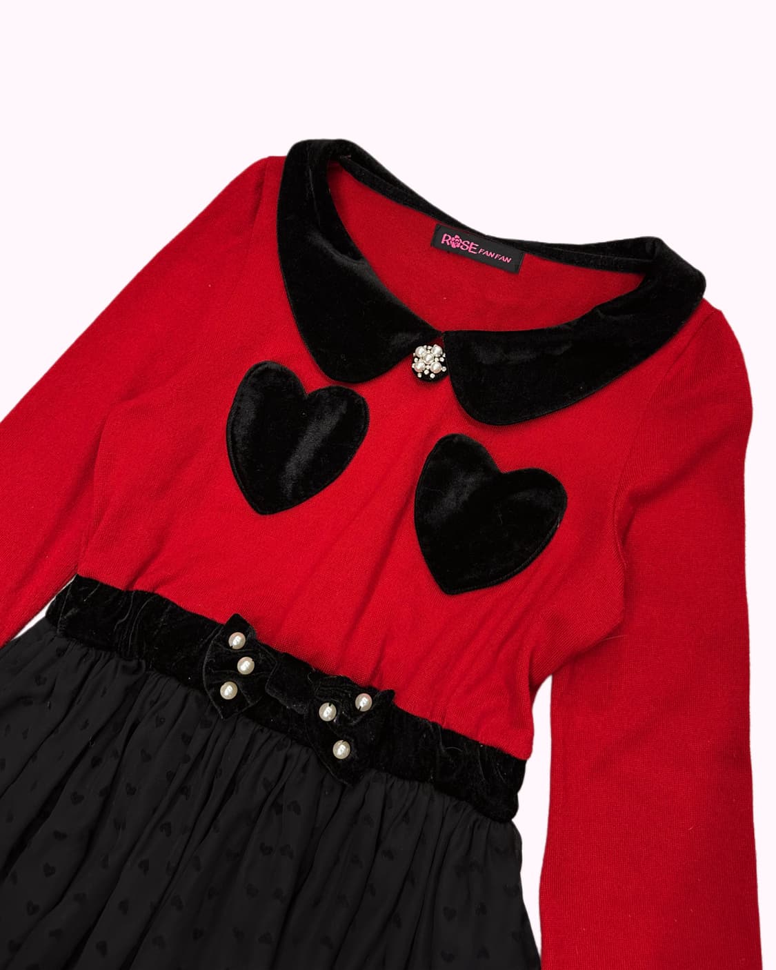 ROSE FANFAN heart ribbon velvet dress 상품이미지2