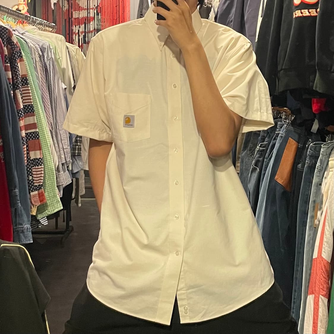 [IM] carhartt 칼하트 아이보리 반팔셔츠 상품이미지2