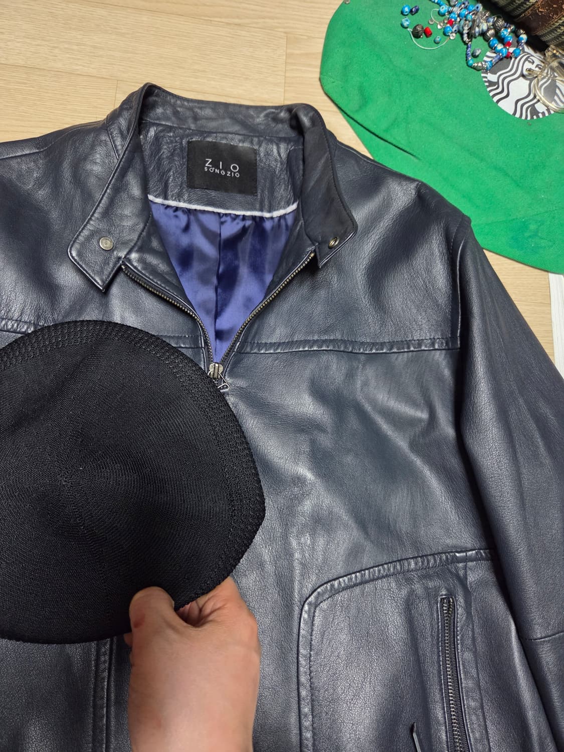 (3회 착)ZIO SONGZIO 송지오 네이비 양가죽 자켓 램스킨 레더 상품이미지4