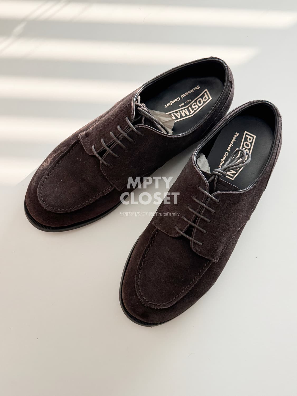 포스트맨 저널리스트 스웨이드 다크브라운 u팁 더비슈즈 상품이미지1