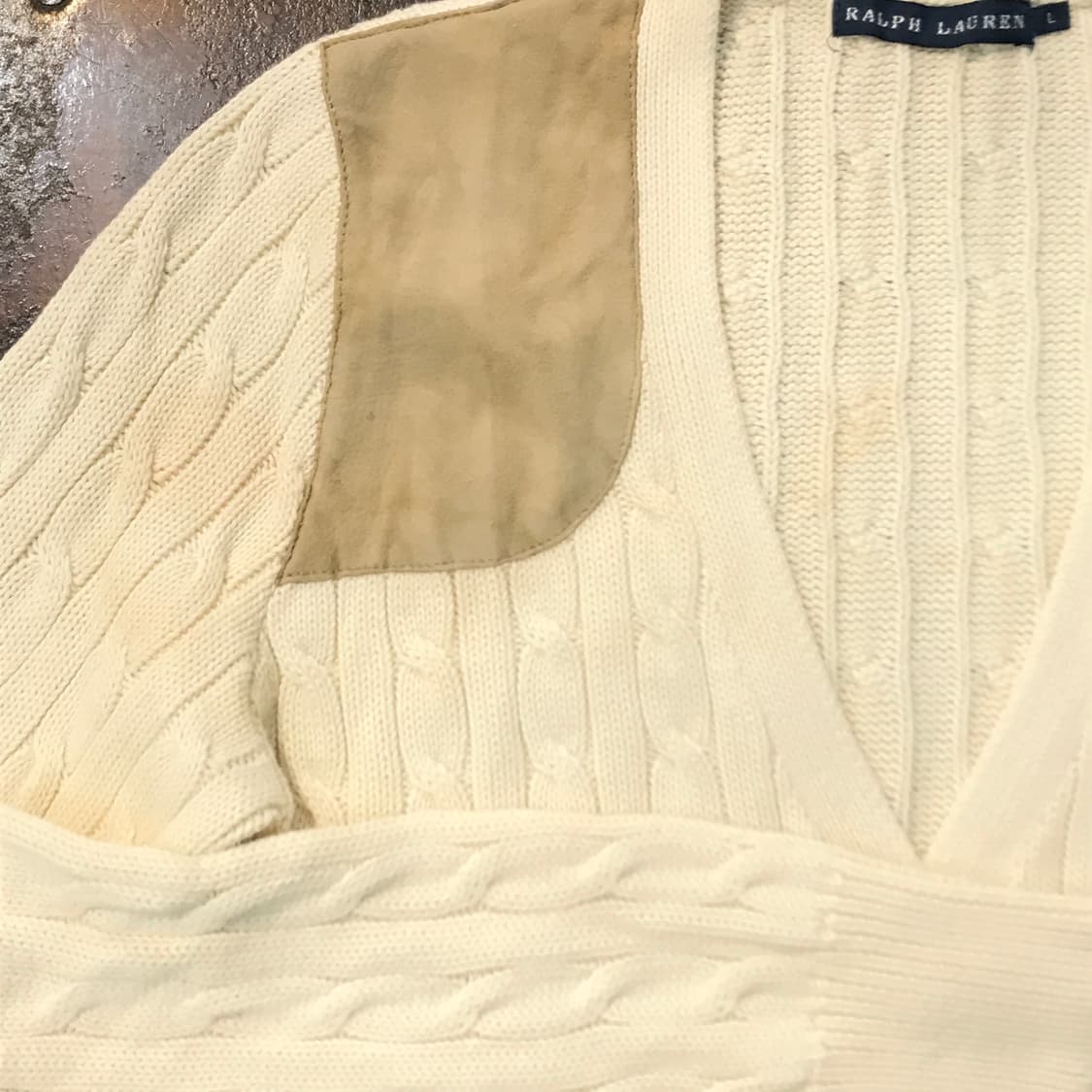 폴로랄프로렌 아이보리 스웨이드 패치 코튼 가디건 여성 55 66  상품이미지4