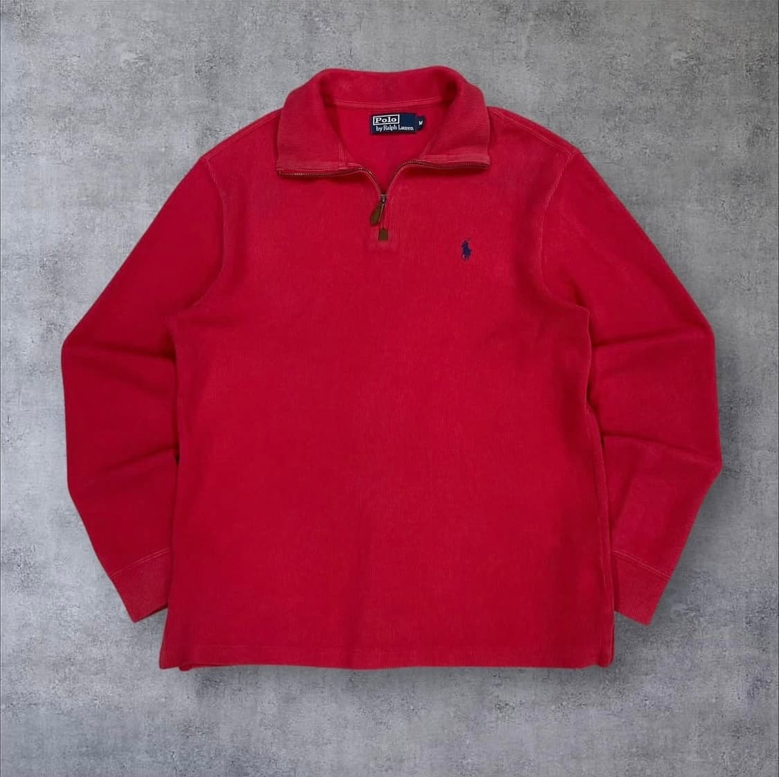 폴로 랄프 로렌 레드 컬러 스몰 포니 하프 집업 니트 상품이미지1