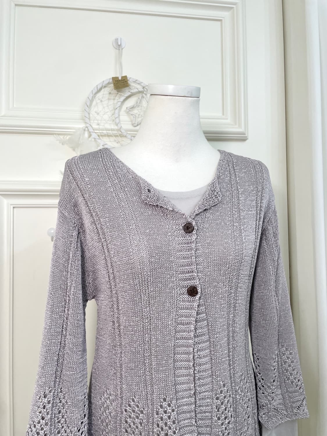 sheer lavender crochet cardigan&gray sli 상품이미지6