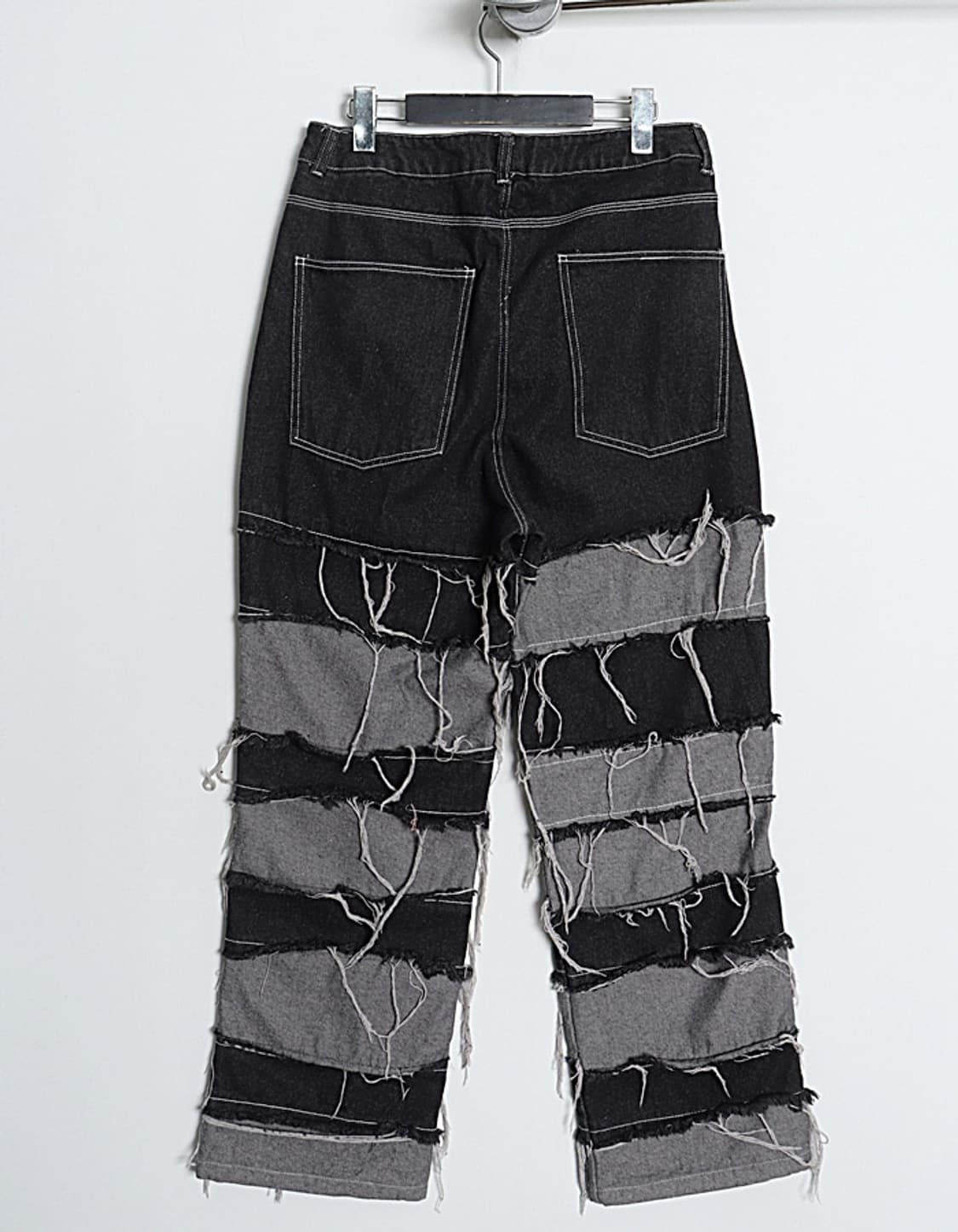 NOVESELL Border DamageLine Wide Denim Pa 상품이미지5