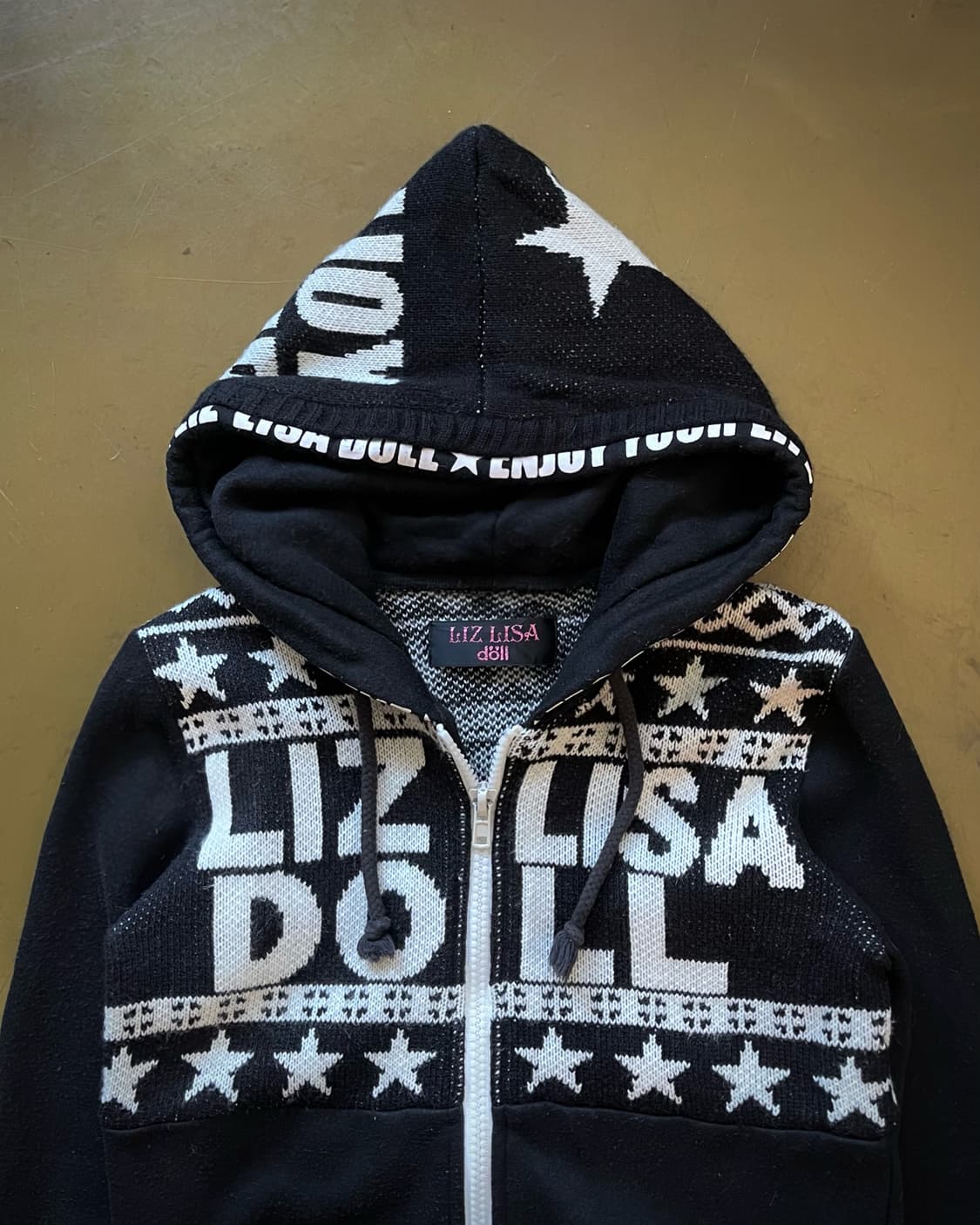 LIZ LISA Skull Lettering Knit Hood Zipup 상품이미지5