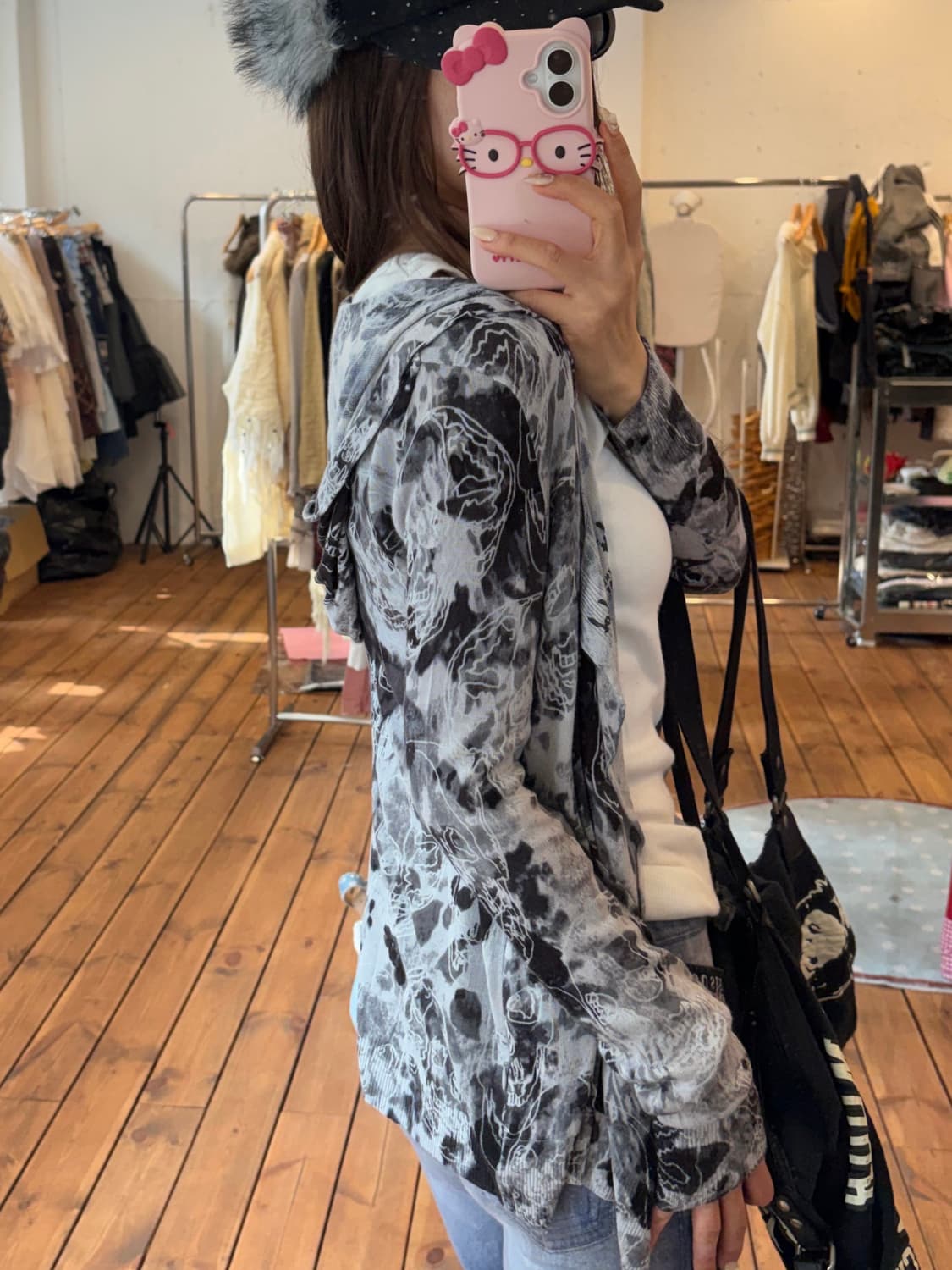 히스테릭글래머 스컬 볼레로 후드 가디건 상품이미지1