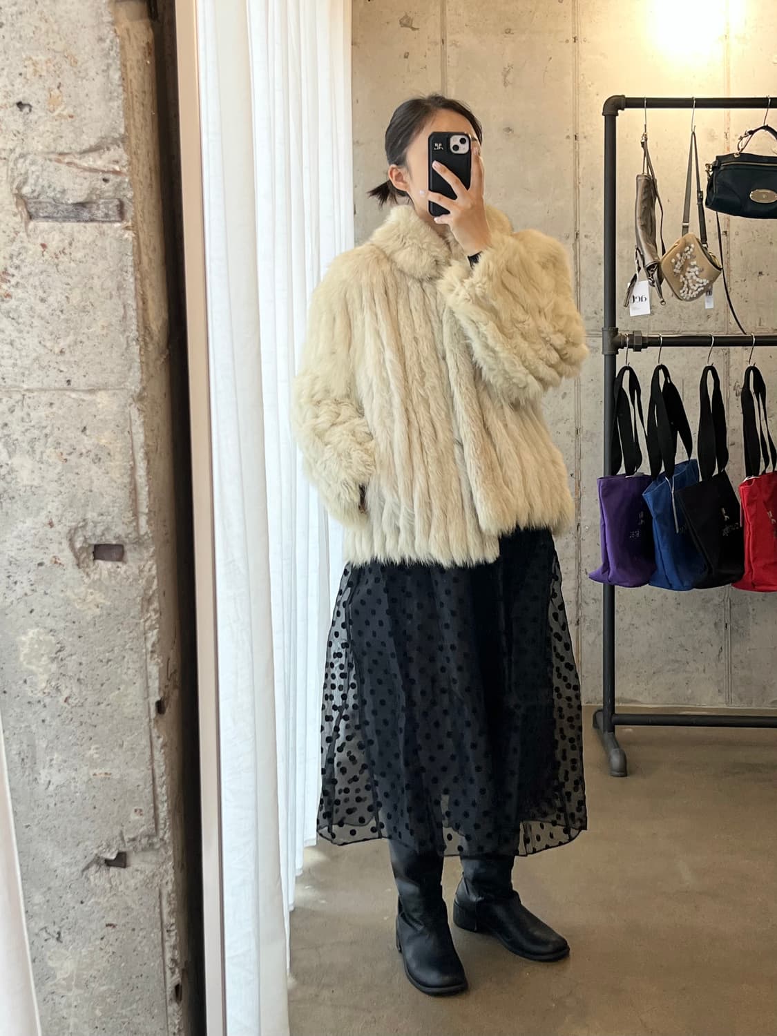 SAGA FOX 리얼 폭스 퍼 자켓 아이보리 상품이미지4