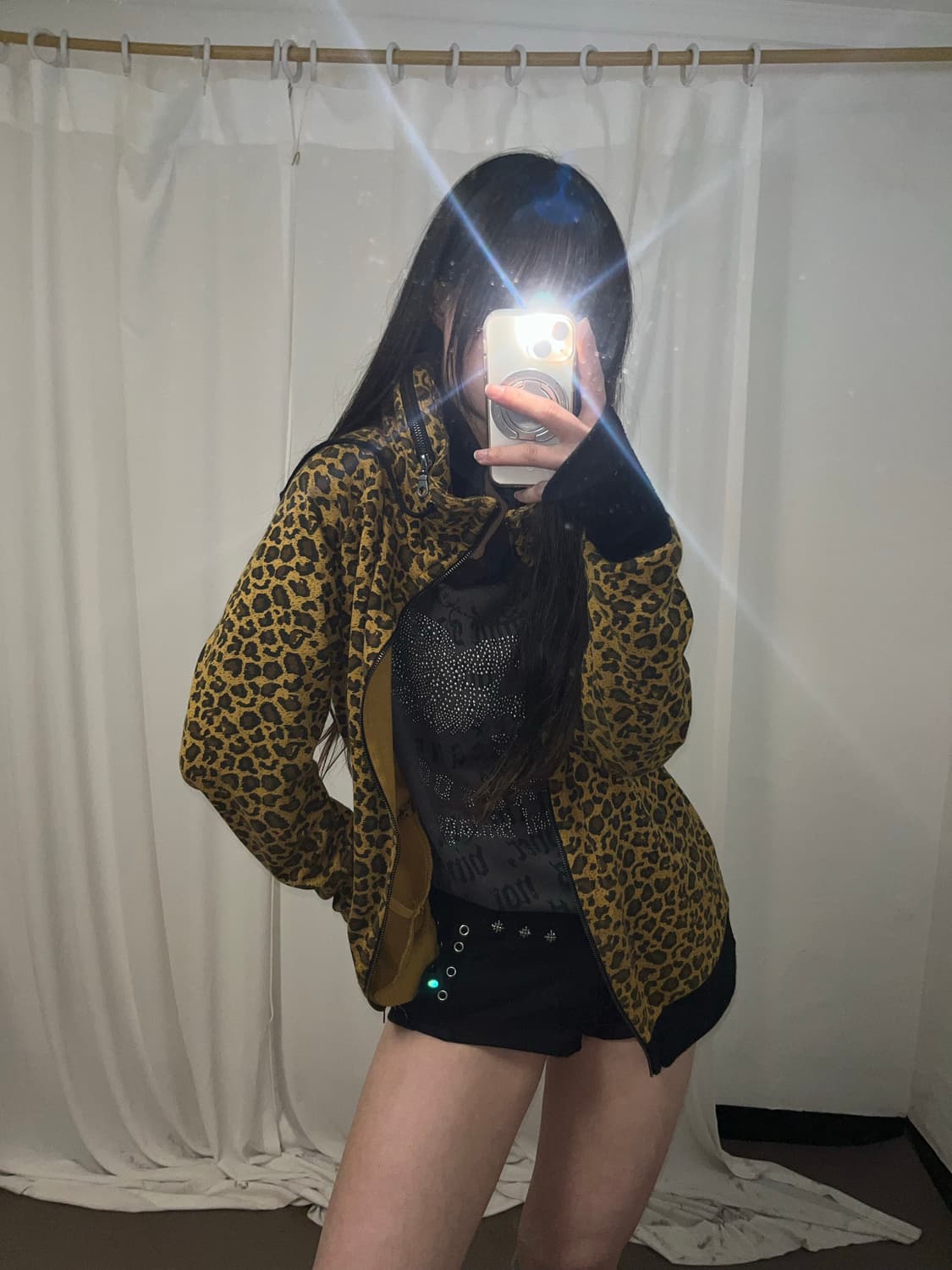 레오파드 핸드워머 투웨이 집업  상품이미지9