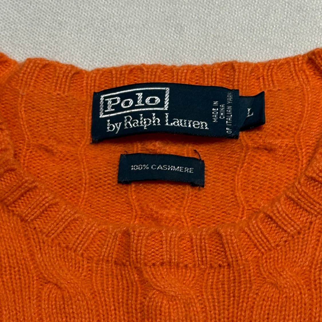 Polo Ralph Lauren 100% 캐시미어 오렌지 케이블 니트 상품이미지3