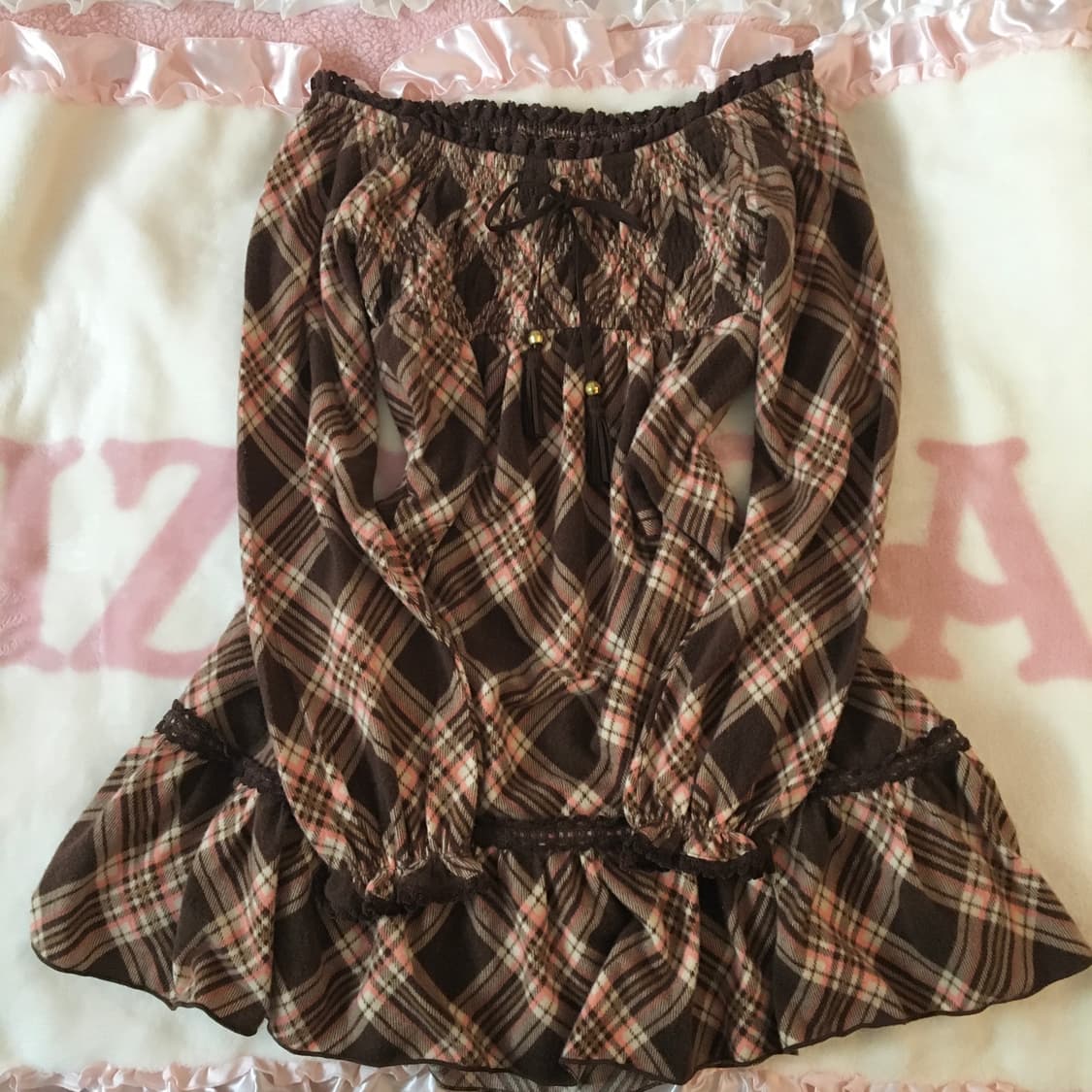 리즈리사 고전 딸기초코 체크 아가일 원피스 라떼갸루 히메갸루 핀터깔 상품이미지1