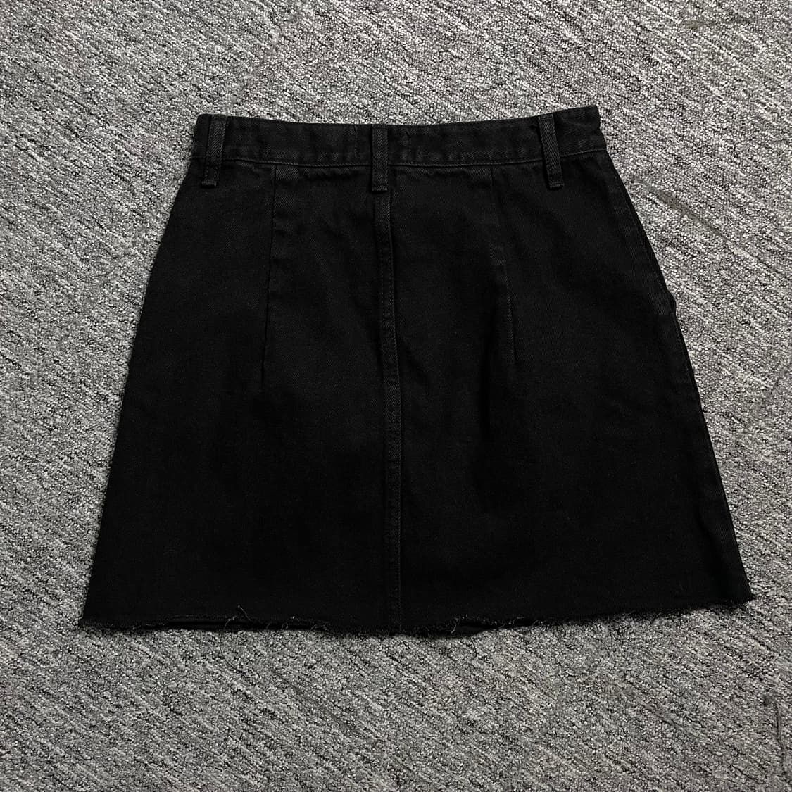 빈티지 우먼스 블랙 데님 미니 스커트o 1755 상품이미지3