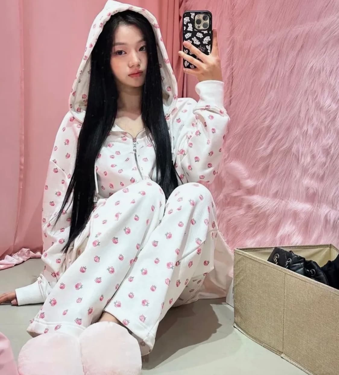 유희 플라워 패턴 후드집업 상품이미지1