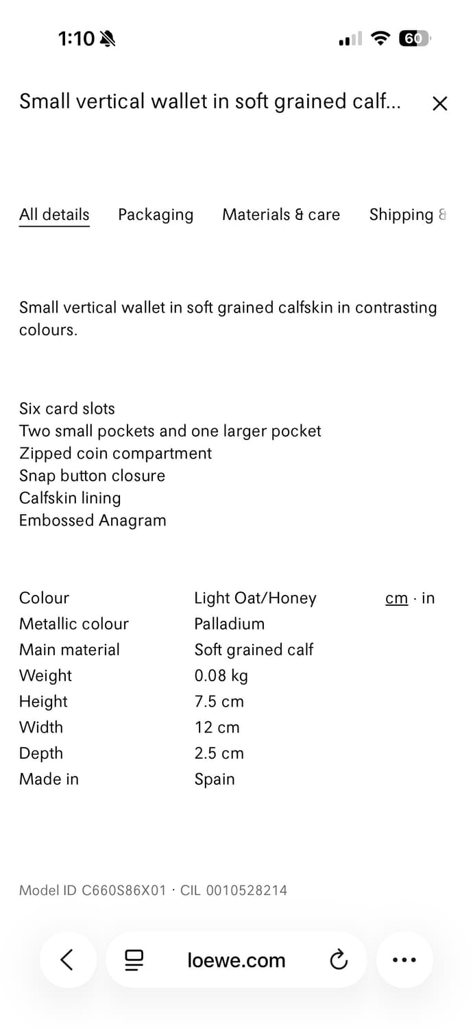 Loewe Small vertical wallet  상품이미지3