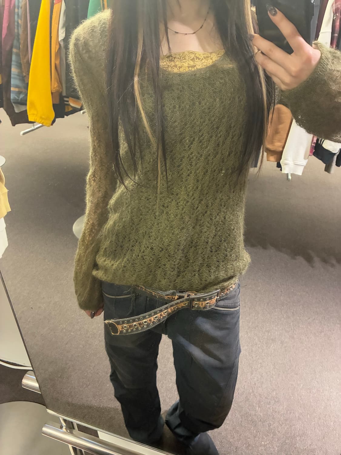 38)Japanese vintage 여성 보헤미안 시스루 니트 상품이미지3