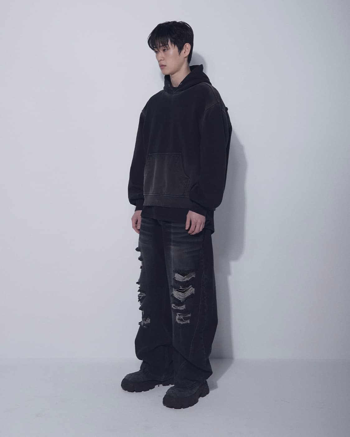 BLR 비엘알 어드저스터블 디스트로이드 데님팬츠 다크블루 L 상품이미지6