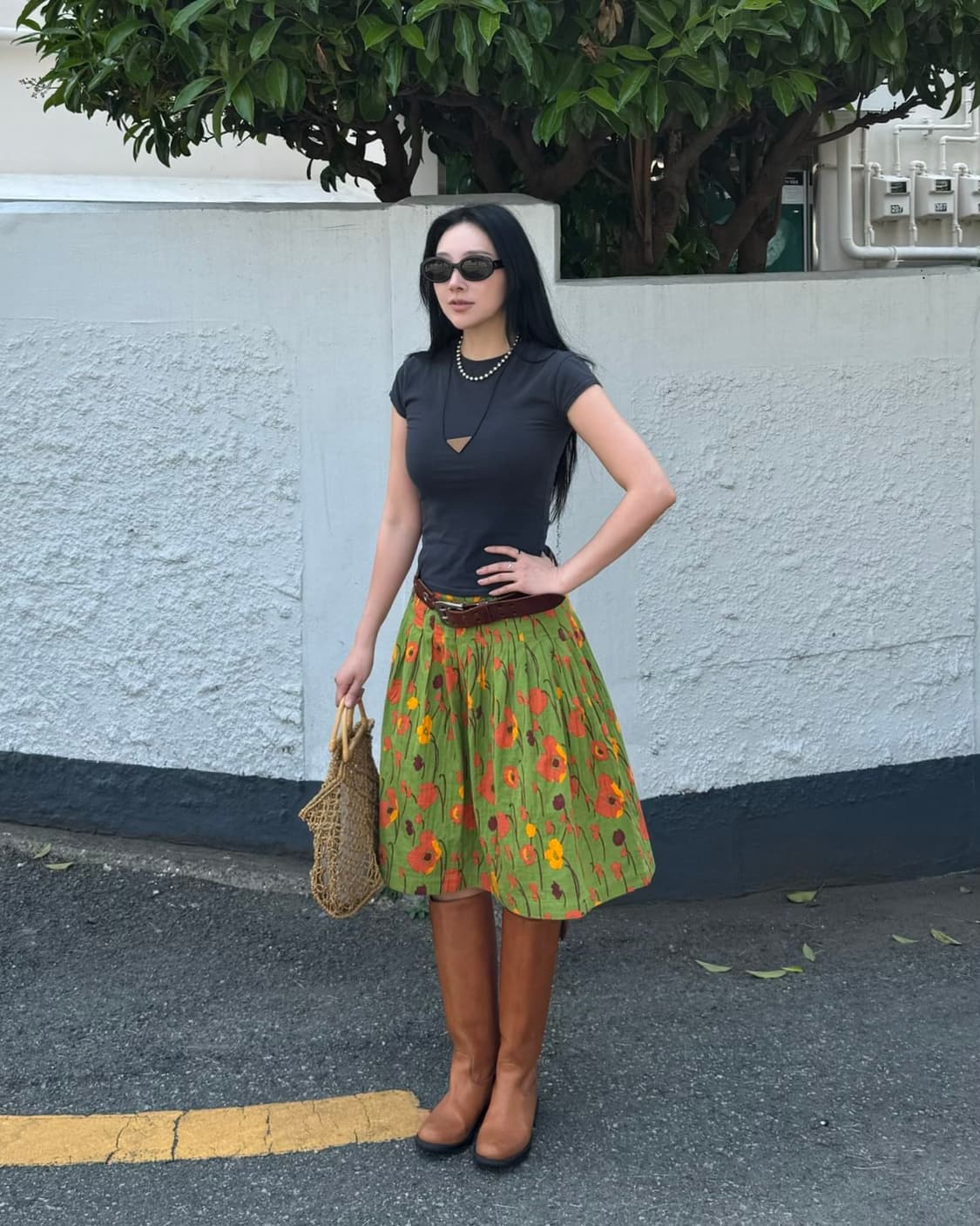 천연 우드 핸들 마크라메 네트백 / 빈티지 라탄백 상품이미지8