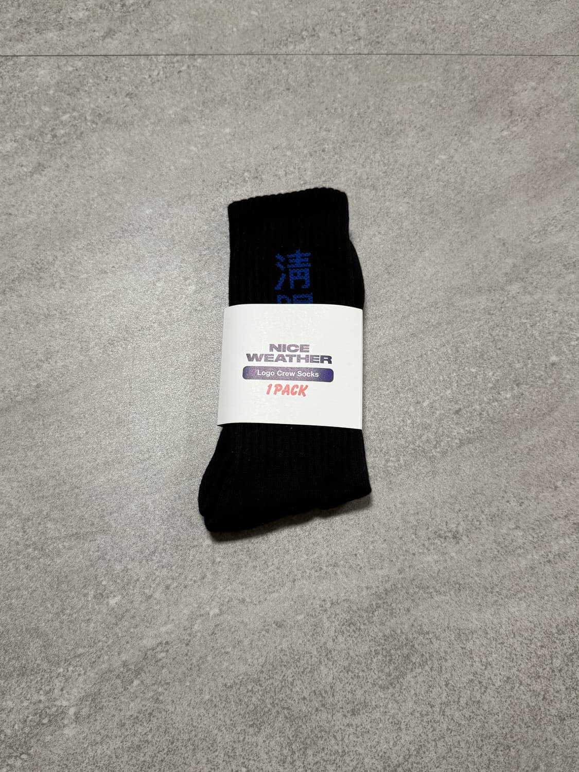 [OS] 나이스웨더마켓 로고 크루 삭스 블랙 1P 상품이미지2