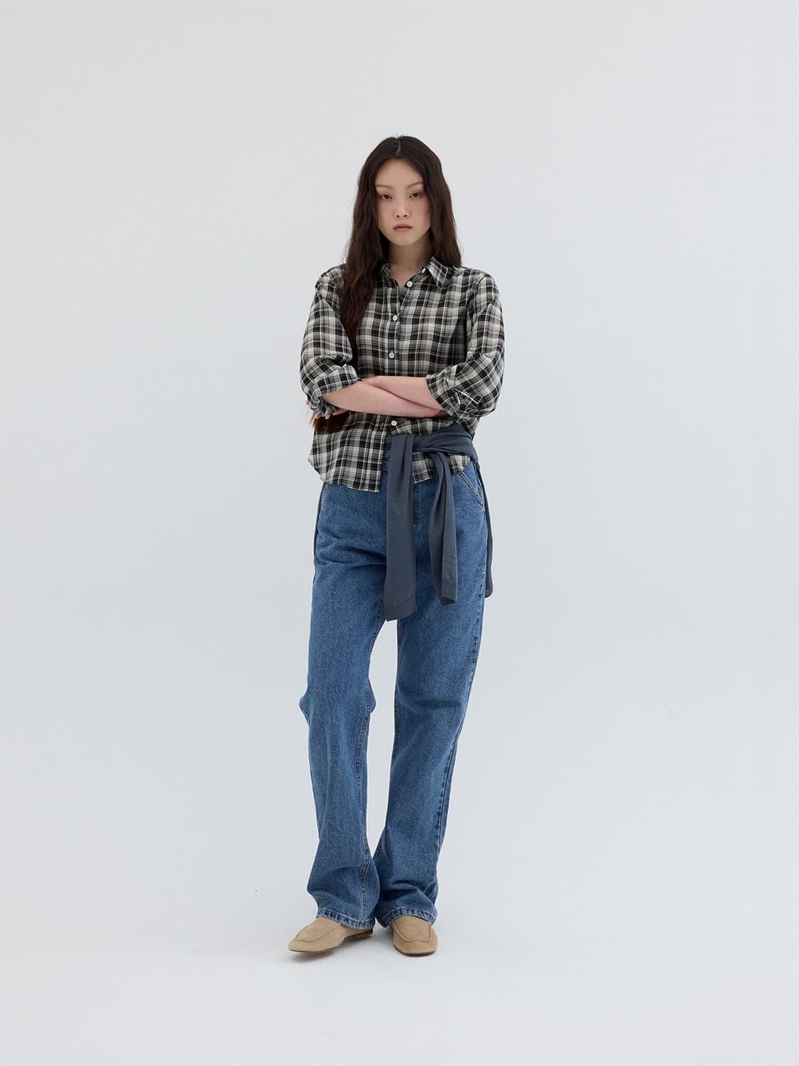리플레인 COTTON BLEND CHECK SHIRT_BLACK 상품이미지6
