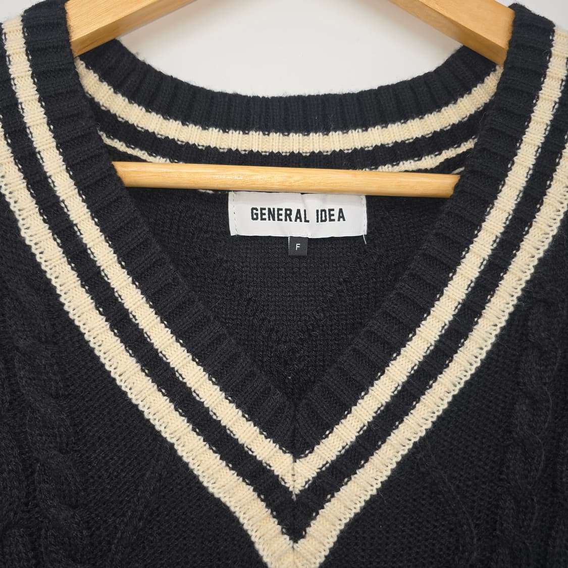 제너럴아이디어 케이블 니트 롱 원피스 블랙 상품이미지2