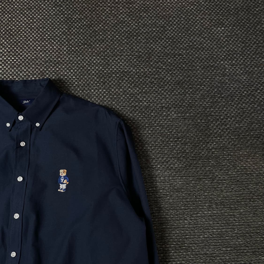 예일 네이비 자수로고 코튼 긴팔 셔츠 L 상품이미지3